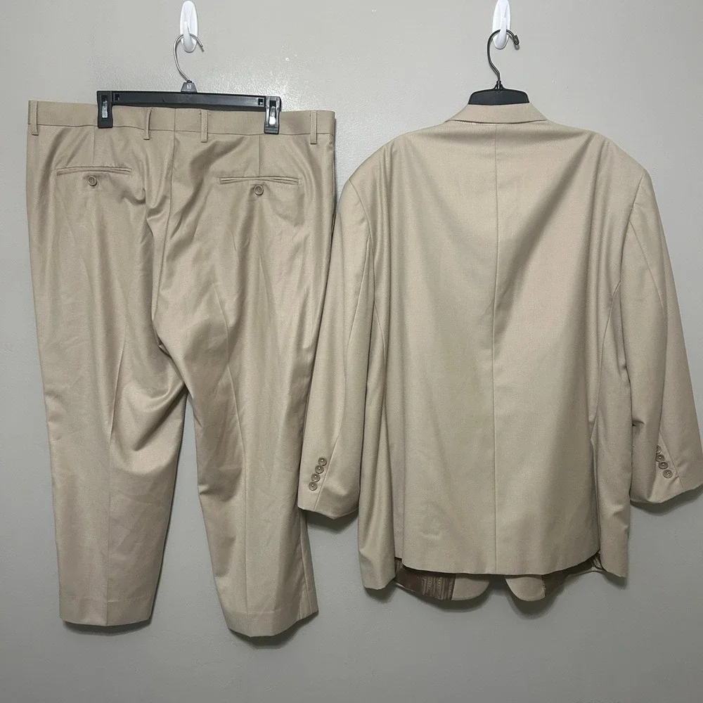 Giorgio Fiorelli 2-Piece Suit Blazer 49 Tan Two-Button 40X24 Trousers Flat Front